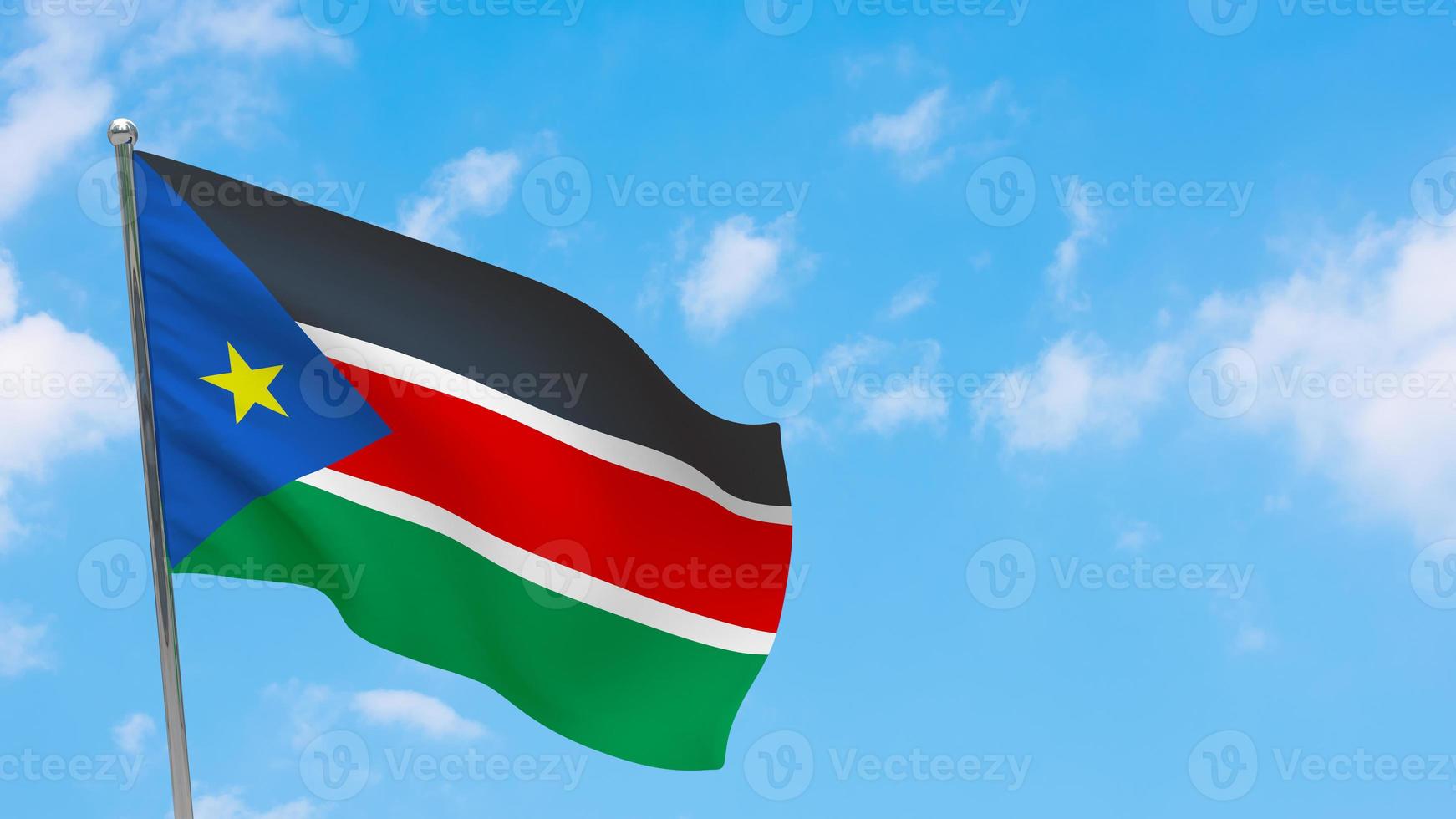 South Sudan flag on pole photo