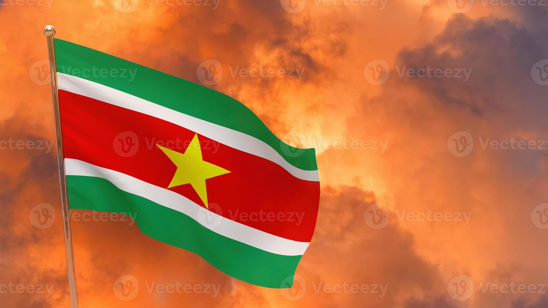 Suriname flag on pole photo