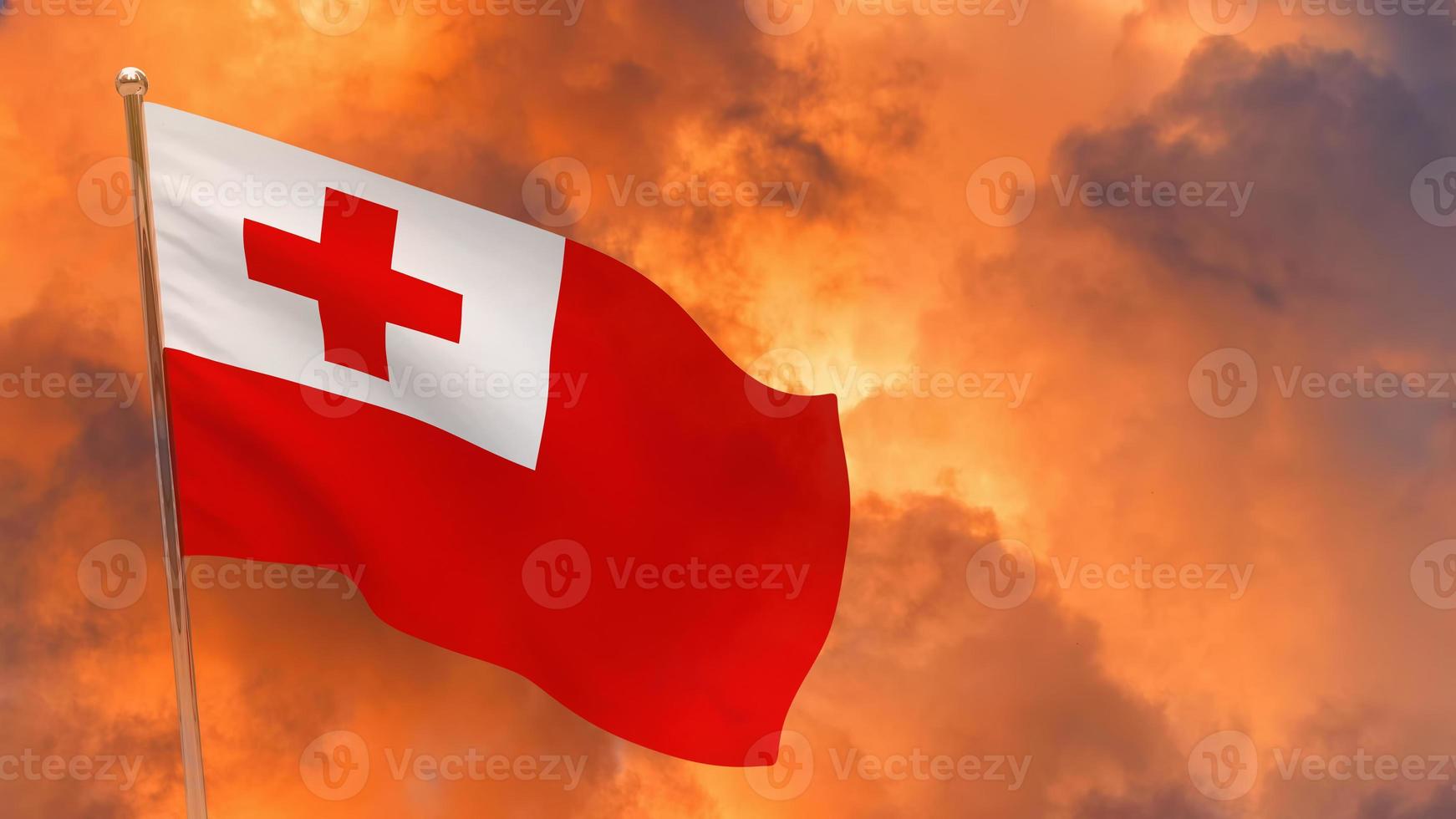 Tonga flag on pole photo
