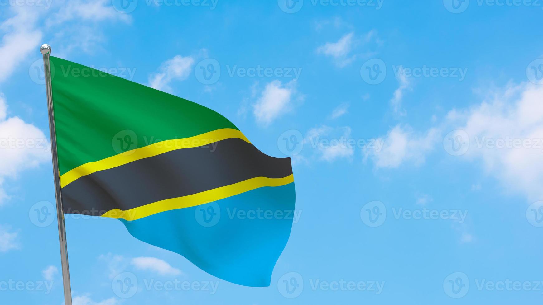 Tanzania flag on pole photo