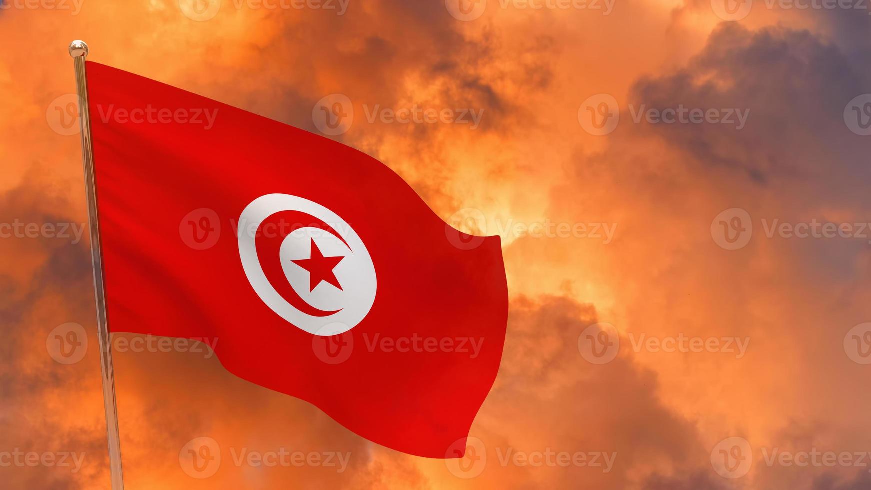 Tunisia flag on pole photo
