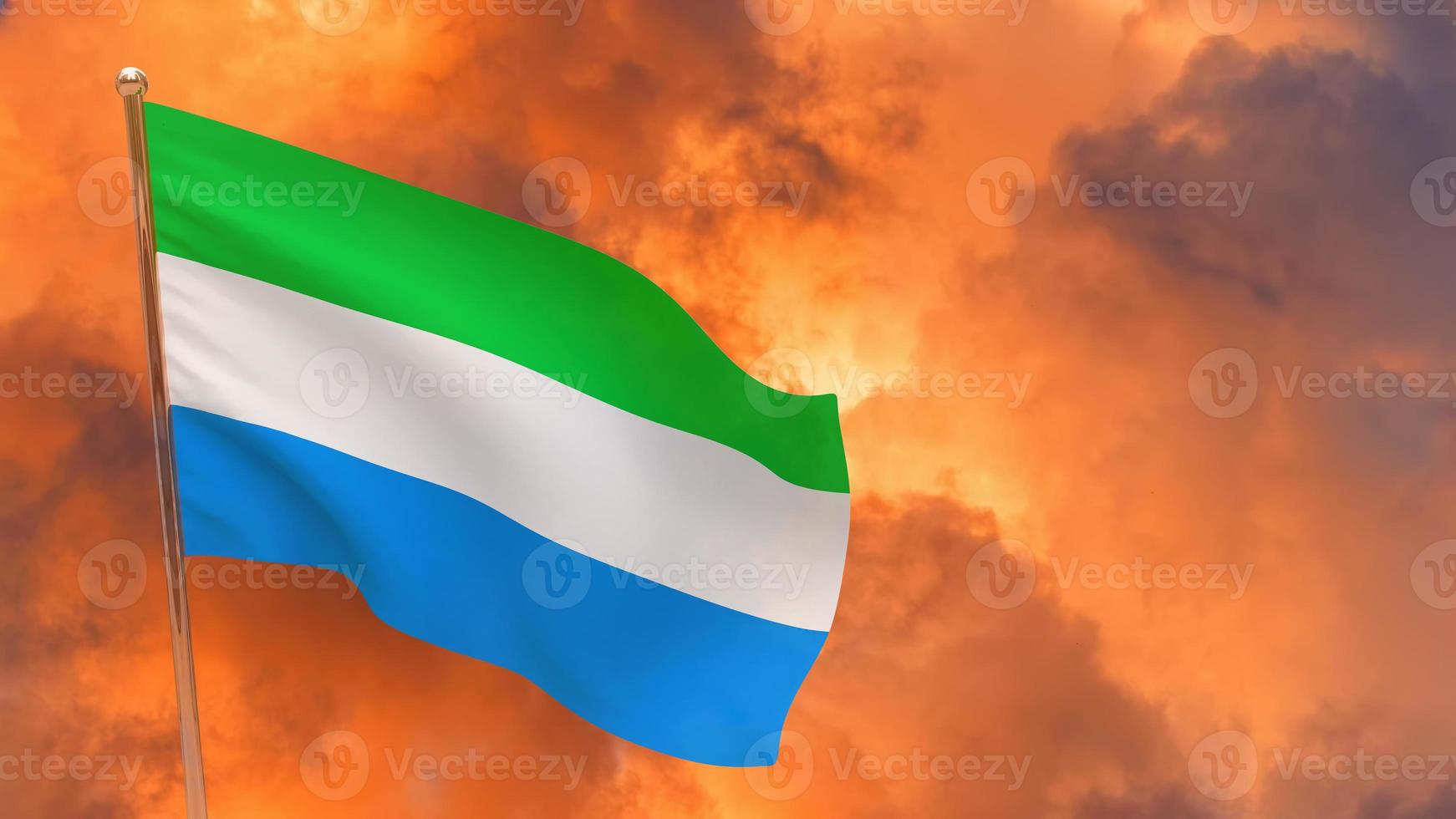 sierra leone flag on pole photo