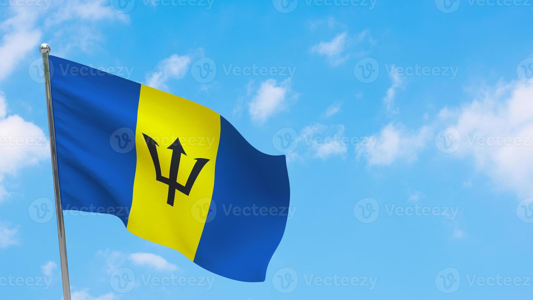 Barbados flag on pole photo