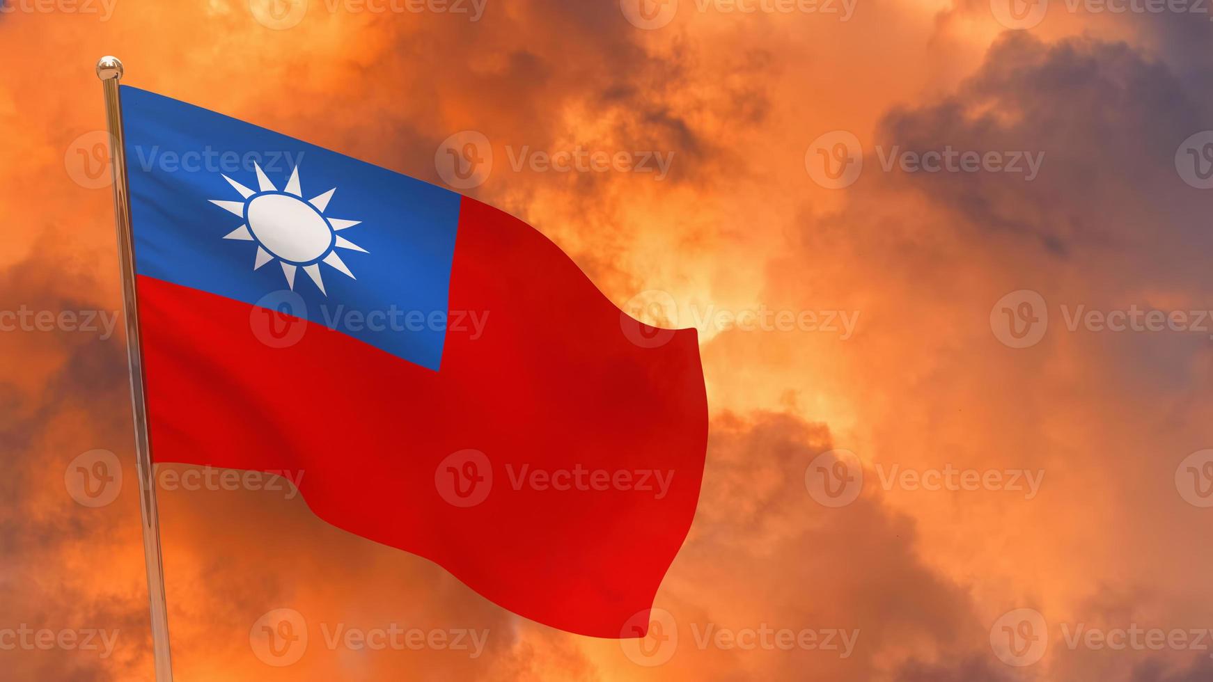 Taiwan flag on pole photo