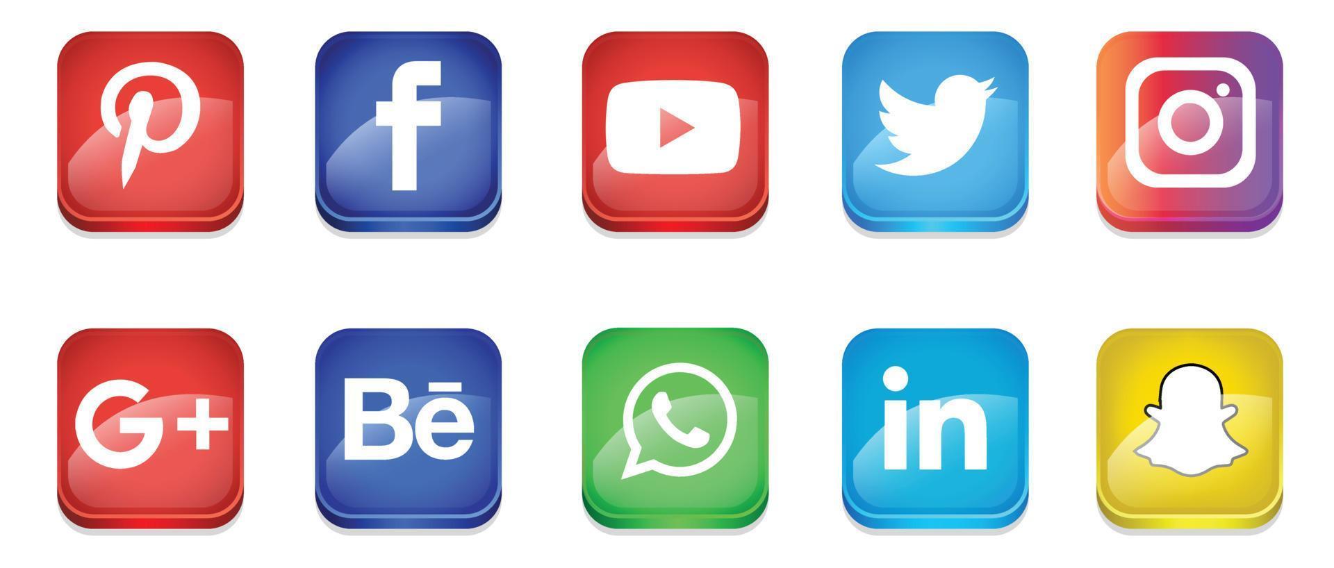 Social Media Square Buttons vector