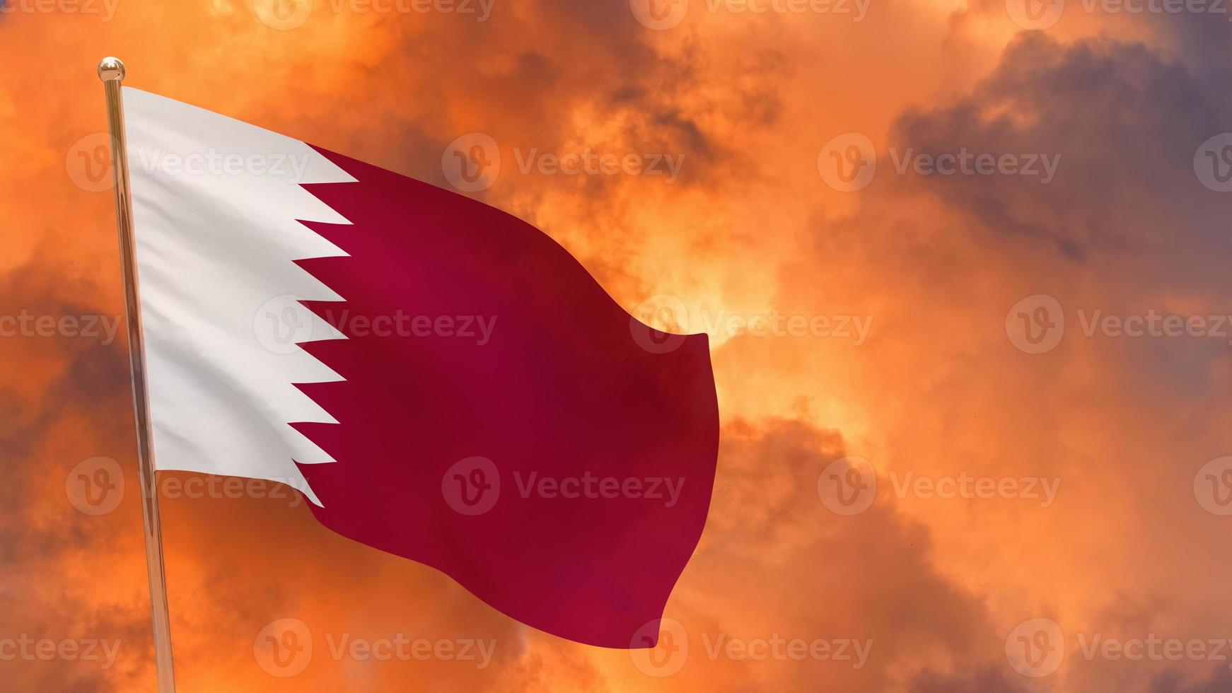 Qatar flag on pole photo