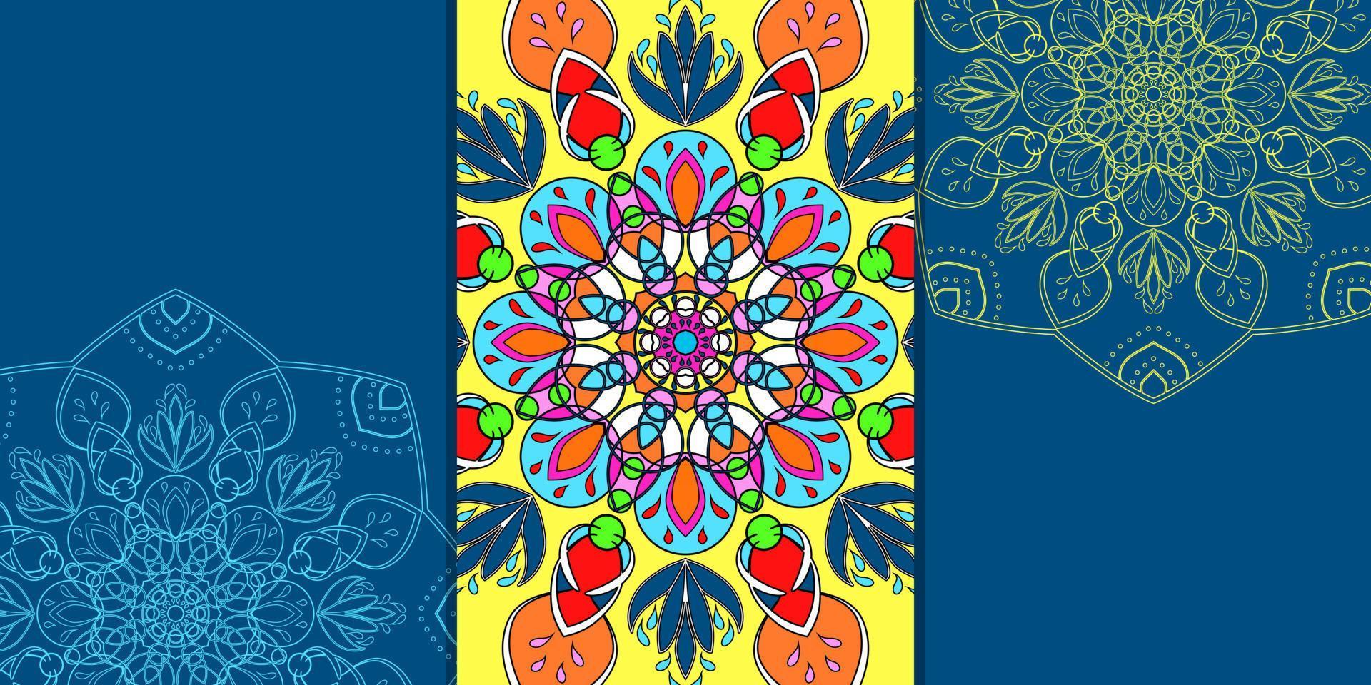 Calendar with mandala in ethnic style. Background with abaresque pattern. Vector illustration