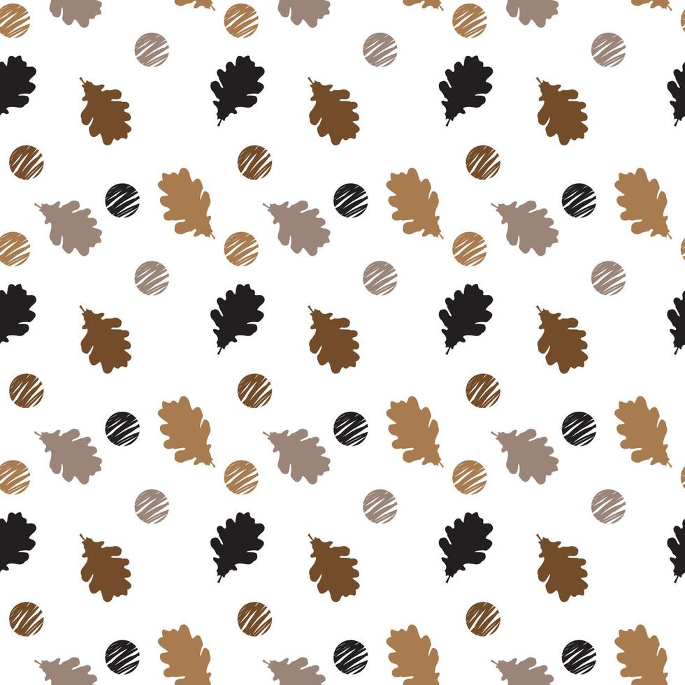 Abstract autumn foliage seamless pattern with natural leaf silhouettes, geometric shapes in minimal style. Vector fall art for fashion design, printing, textile, fabric, wallpaper, summer background