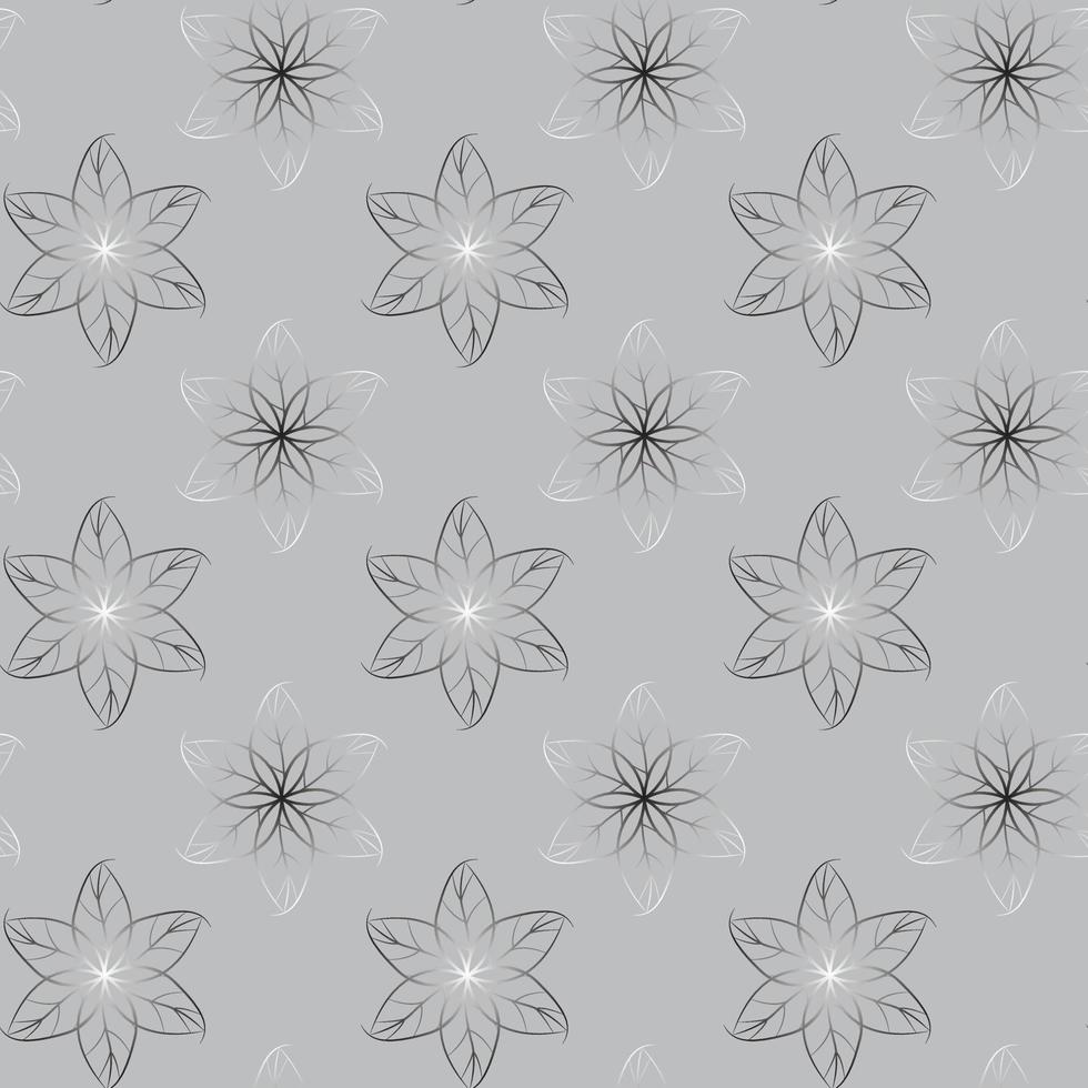 Linear vector pattern, repeating abstract leaves, gray line leaf or flower, floral. Graphic clean design for fabric, events, wallpaper, etc. pattern on the swatch panel.