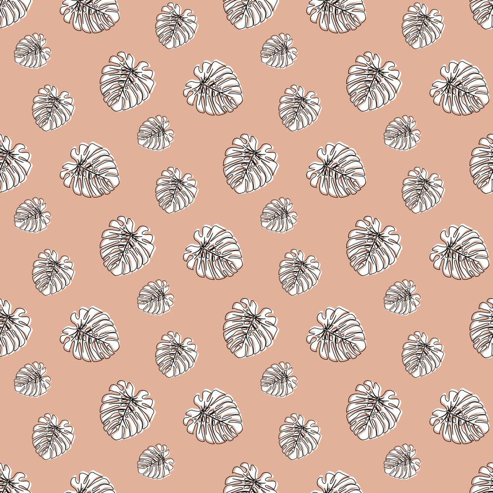 Monstera Deliciosa Leaf Seamless Pattern. Perfect for Textile, Fabric, Background, Print. Vector illustration