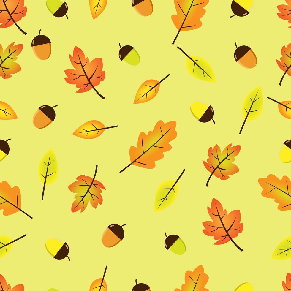 Seamless Pattern of Autumn Leaves and Acorns. Suitable for Background, Wallpaper, Etc. vector