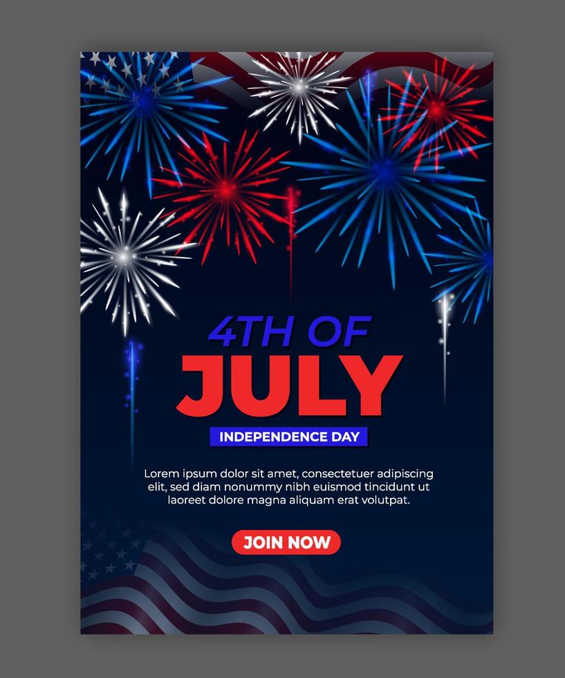 American 4th of July Template Poster vector