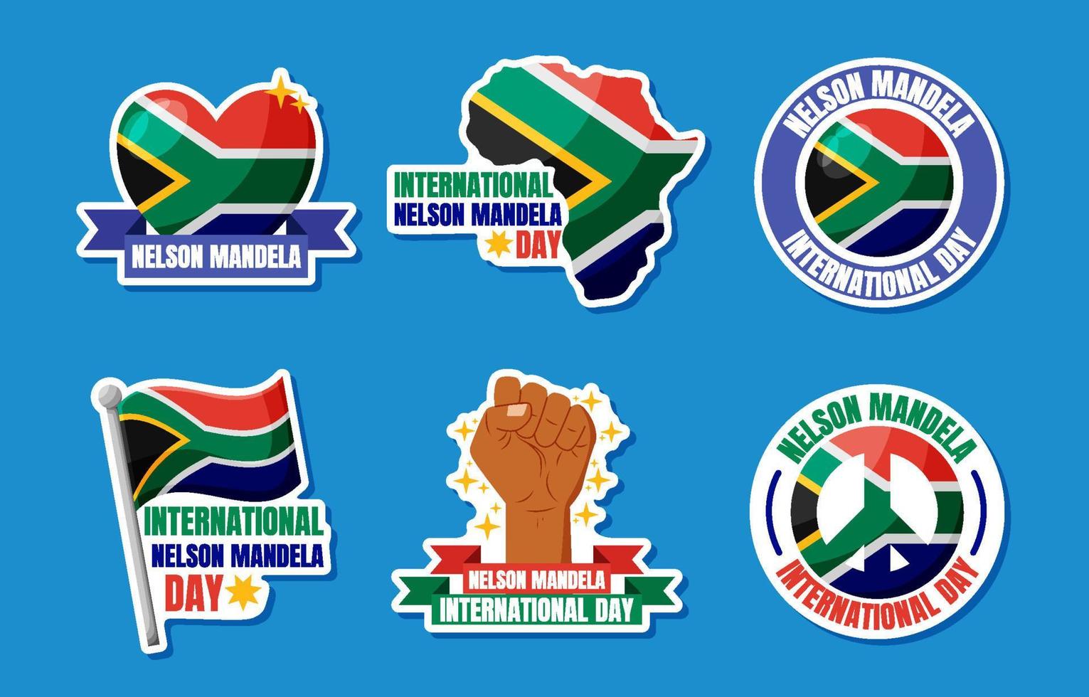 Nelson Mandela International Day Sticker Pack vector