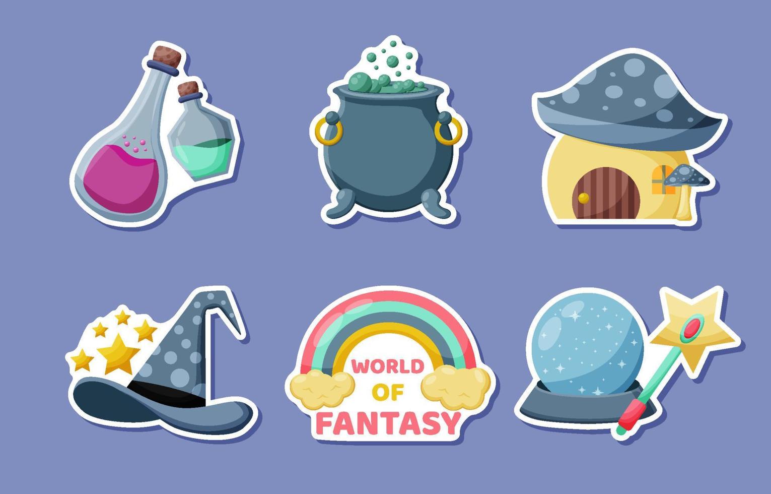 Fantasy Journal Templates Sticker Pack vector