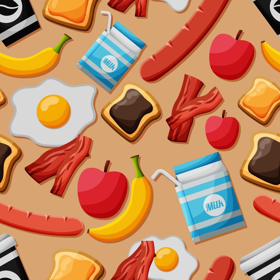 Breakfast Food Seamless Background vector