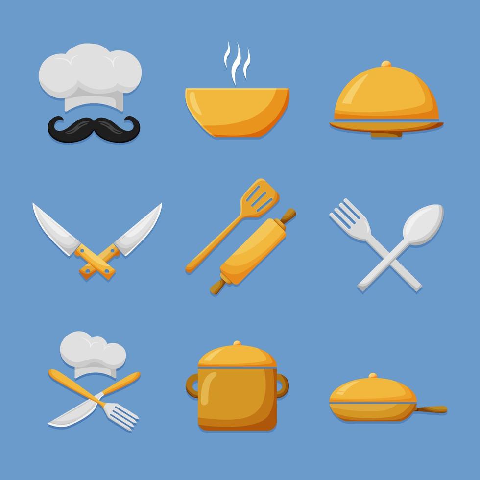 conjunto de paquete de iconos de chef vector
