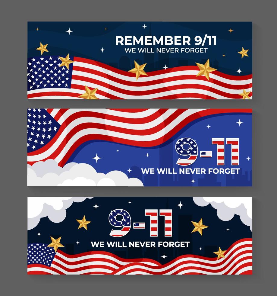 bandera de la bandera americana 9.11 vector