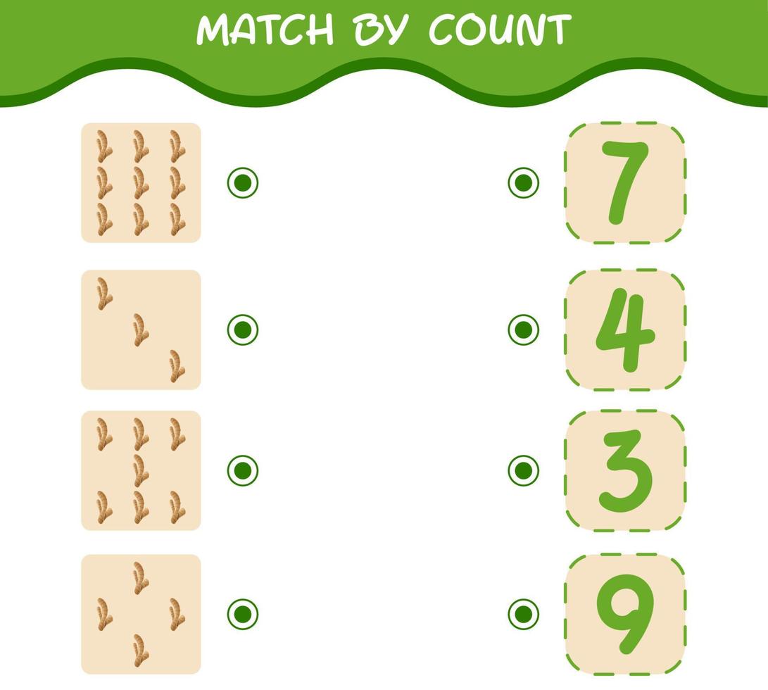 Match by count of cartoon ginger. Match and count game. Educational game for pre shool years kids and toddlers vector