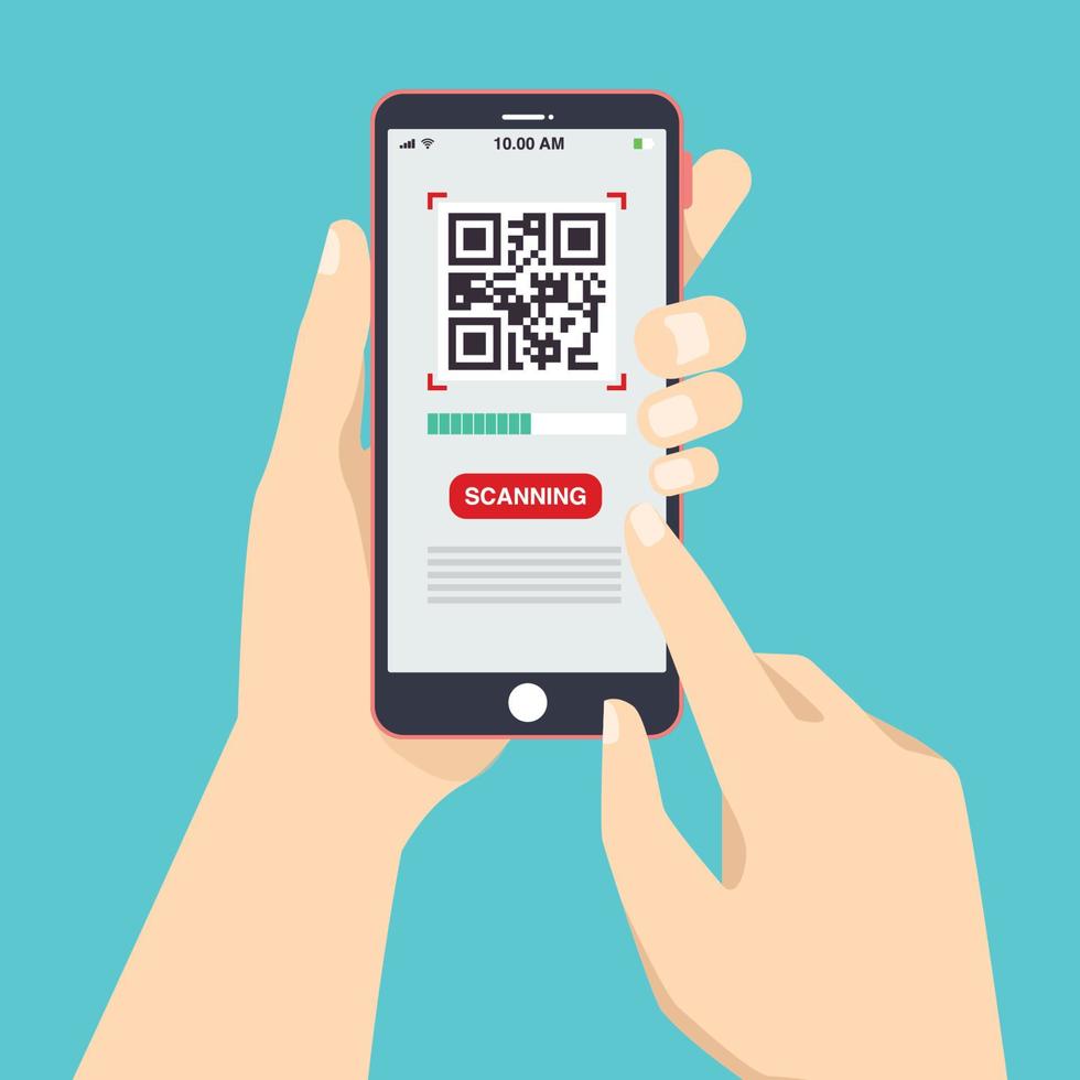 escanear codigo qr a telefono movil. electrónica, tecnología digital, código de barras. ilustración vectorial vector