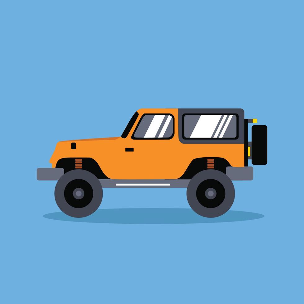 Off-road vehicle isolated on white background. Extreme Sports - 4x4 Sports Utility Vehicle SUV. Vector Illustration flat style for web design banner or print