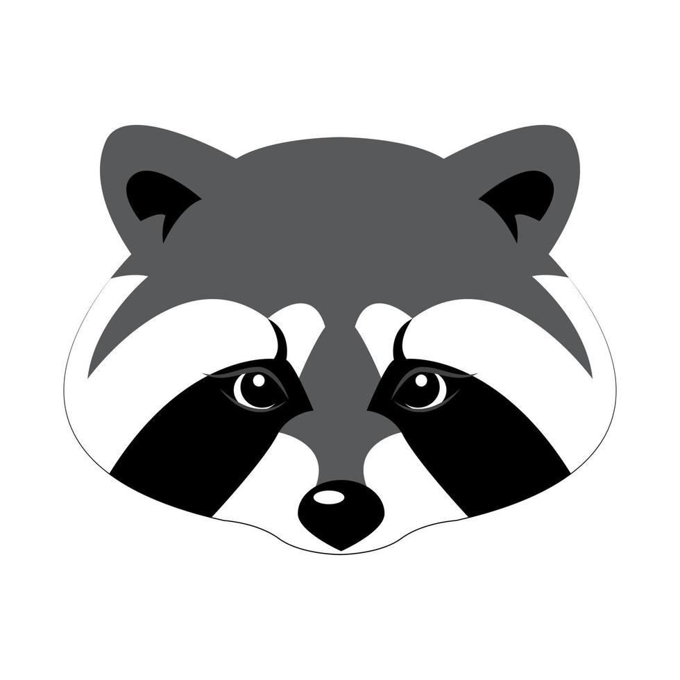 icono vectorial del logotipo de la cabeza de mapache. retrato de mapache. lindo hocico de un mapache. ilustración vectorial aislado sobre fondo blanco vector