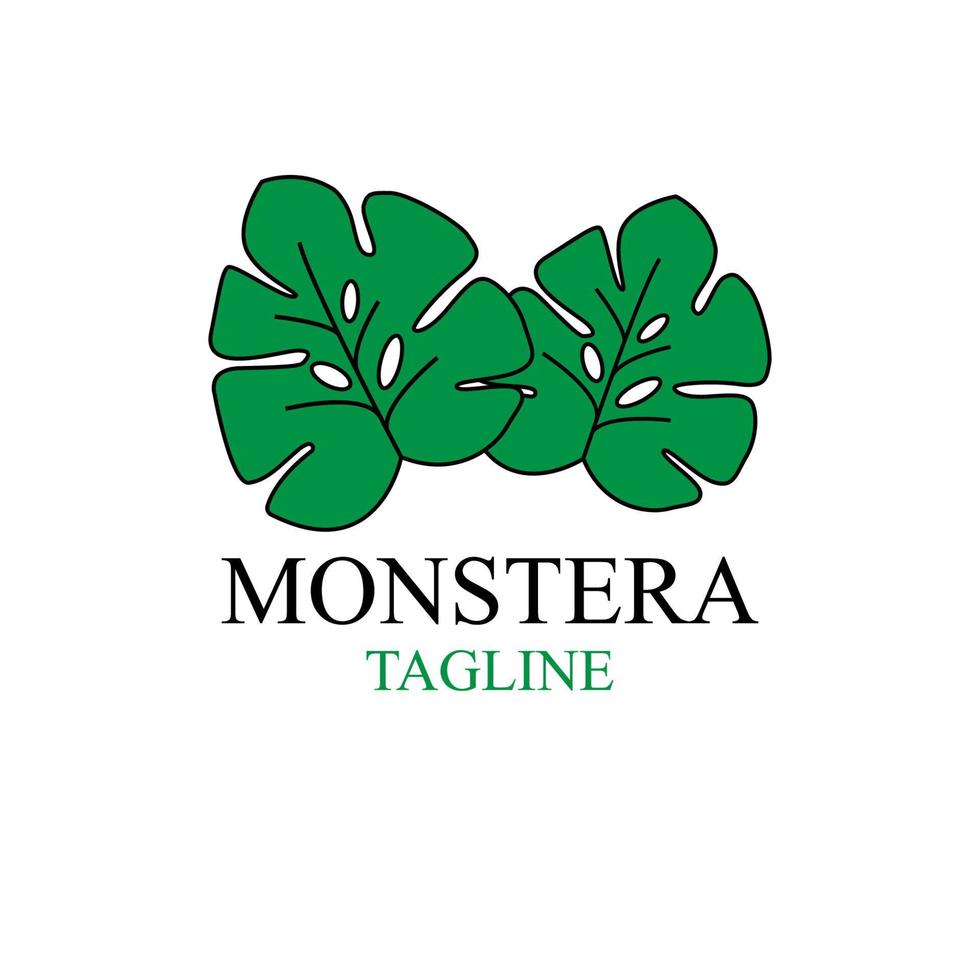 diseño de logotipo de vector de icono de hoja de monstera