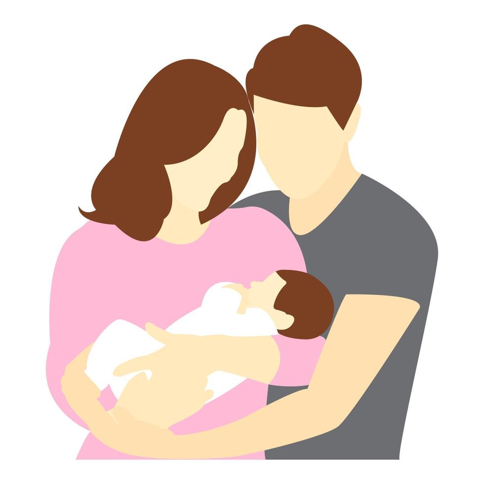 familia. mamá y papá sostienen al bebé en sus brazos. maternidad. paternidad. ilustración vectorial aislado sobre fondo blanco vector