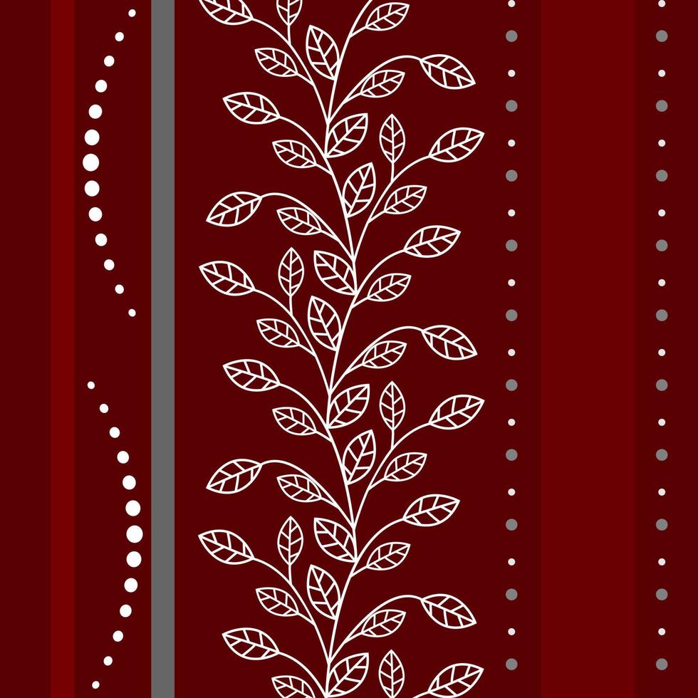 Stylish leafy plant pattern on burgundy background for wallpaper, textile, factory production in EPS10 vector format