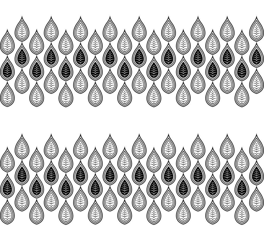 Abstract linear leaf on a garland. Seamless black and white floral pattern. Pattern clean for design, fabric, wallpaper, print. Vector illustration