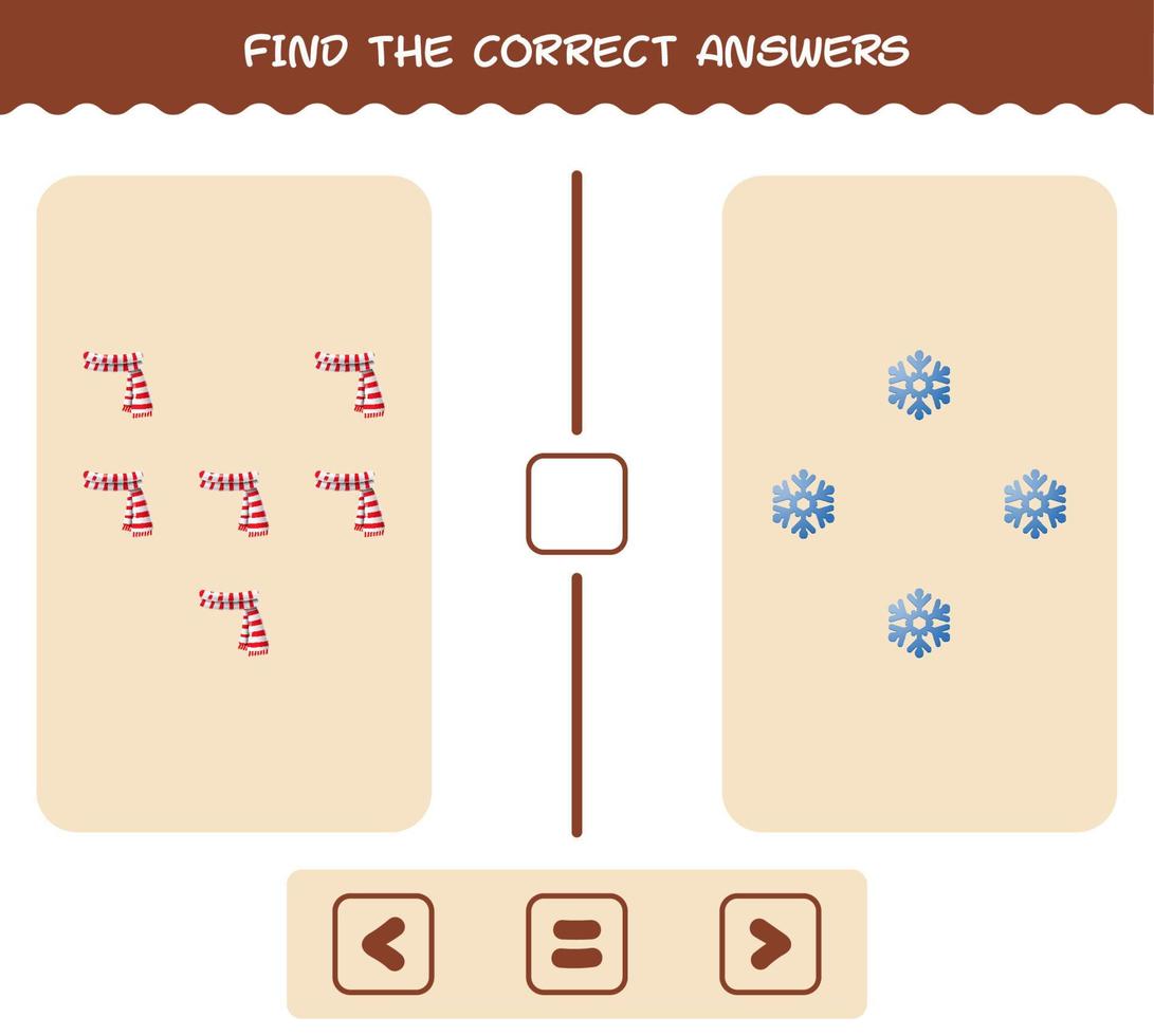 encuentra las respuestas correctas de dibujos animados de navidad. Juego de buscar y contar. juego educativo para niños y niños pequeños en edad preescolar vector