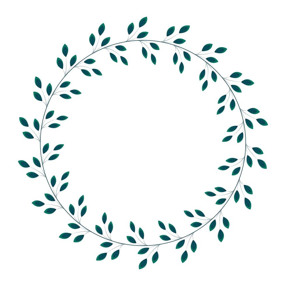 Round frame made of leaves. Design for flyer, banner, postcard. Vector illustration isolated on transparent background