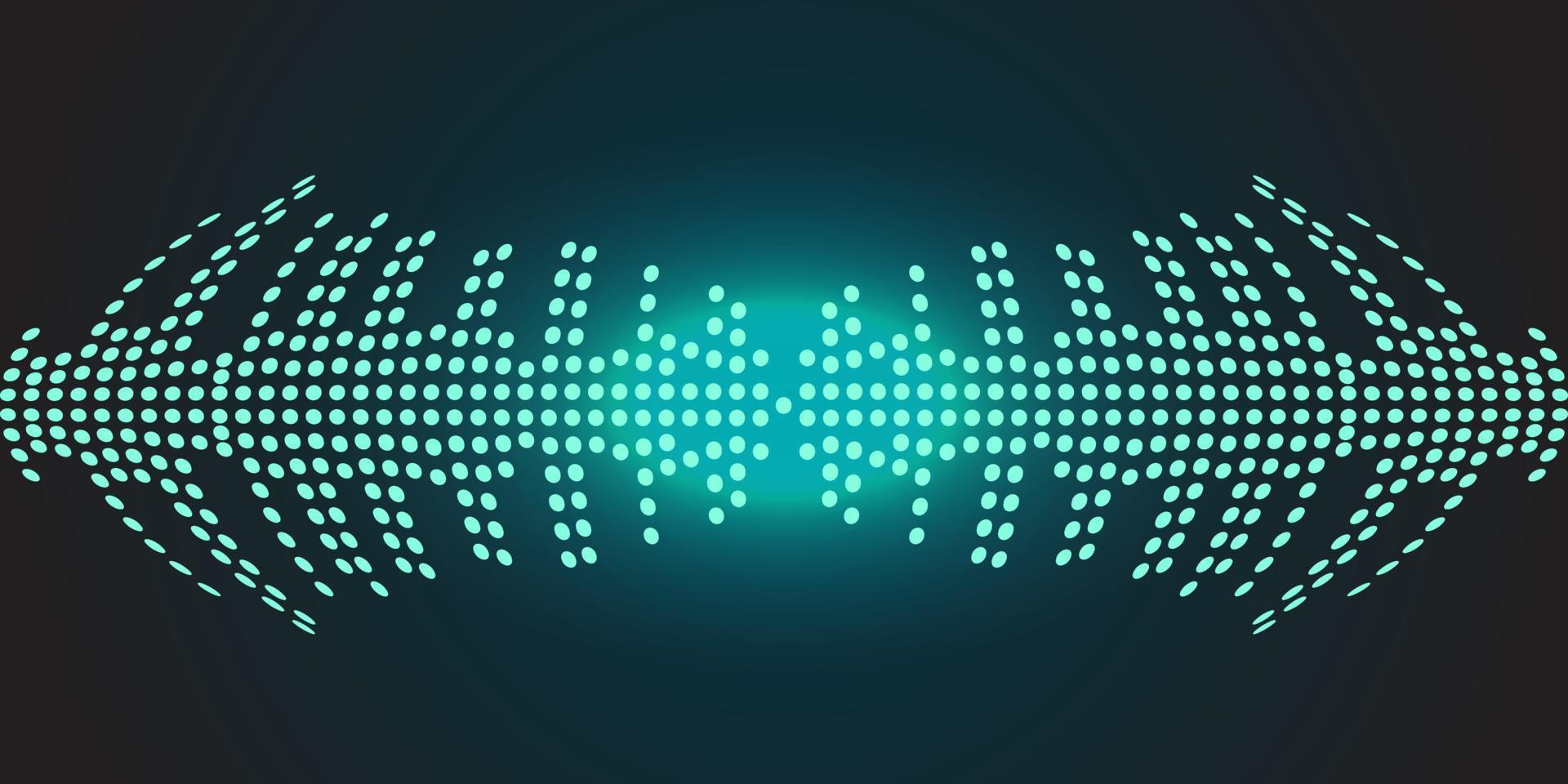 Sound waves oscillating dark blue light. Vector illustration on a dark background