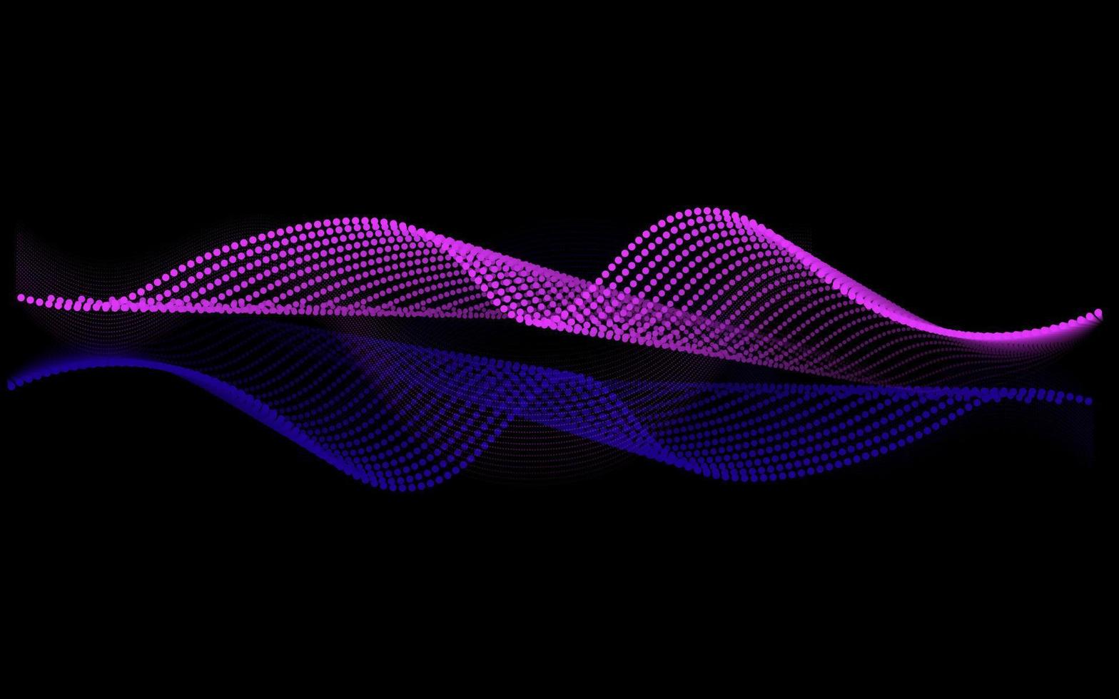 Abstract design - blue and pink wave on a black background. Design for wallpaper, banner, poster, flyer. Blend tool. Sound or energy waves. Vector illustration