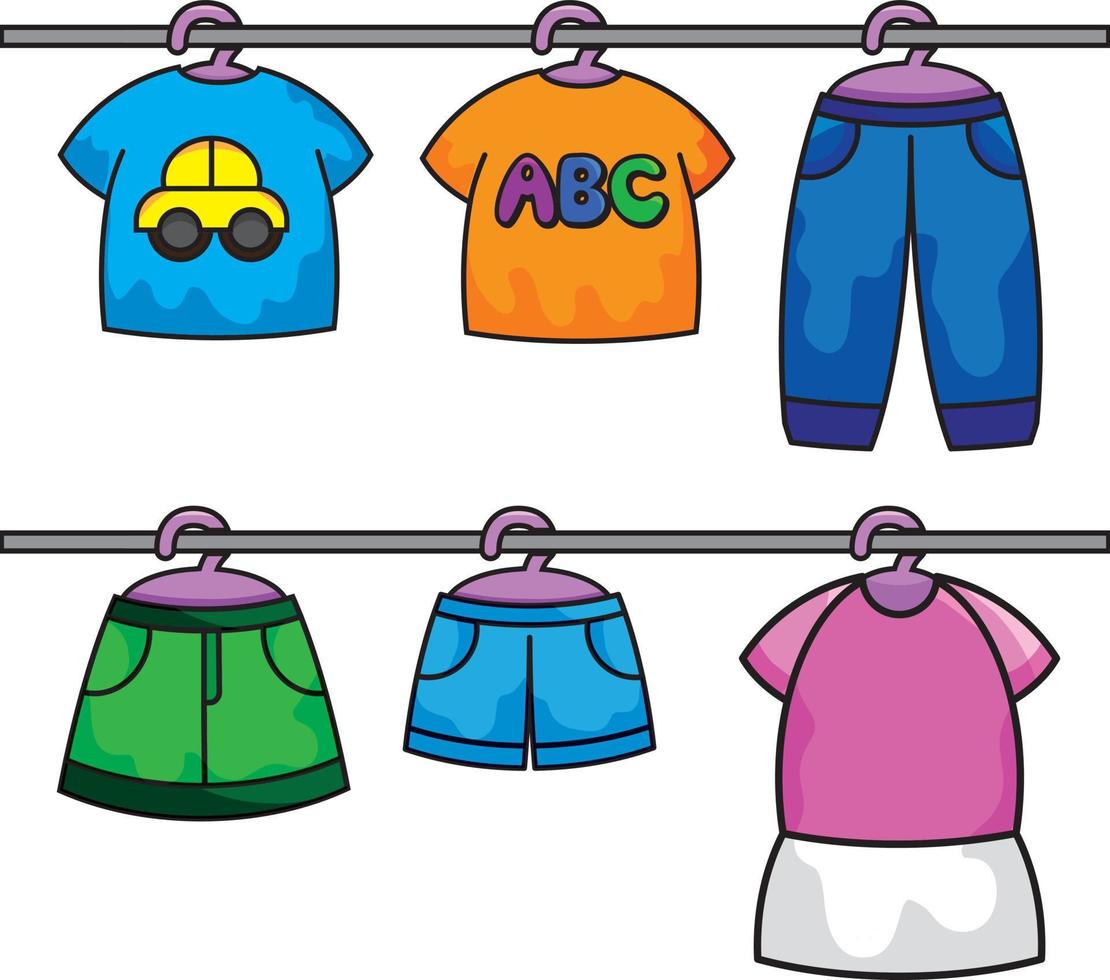 Hanging Wet Laundry Clothes vector