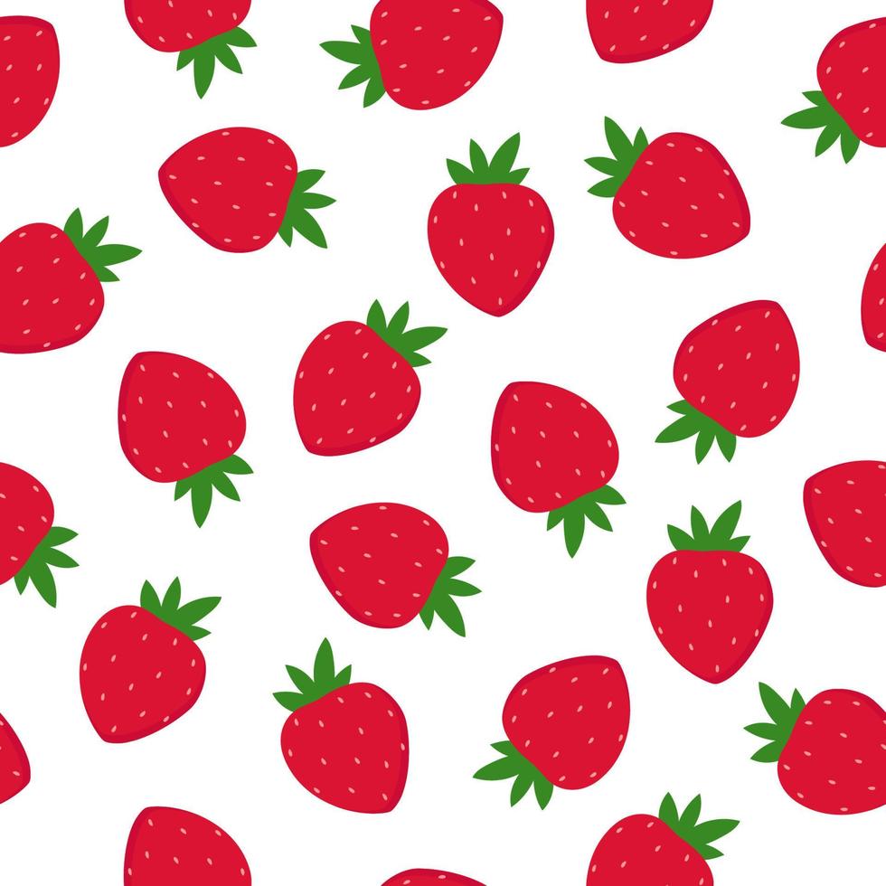 patrón sin costuras de fresas. fruta colorida sobre fondo blanco. vector