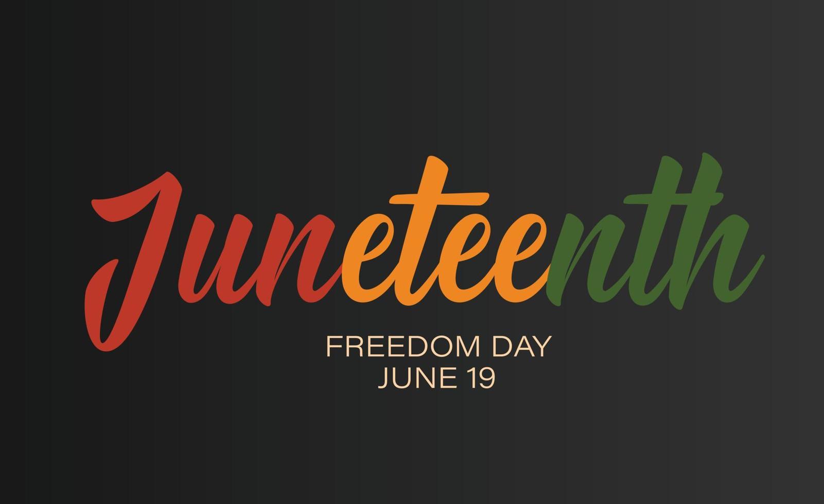 Minimalist Juneteenth horizontal banner design. Vector template for Juneteenth Freedom day with text logo. Celebration in USA