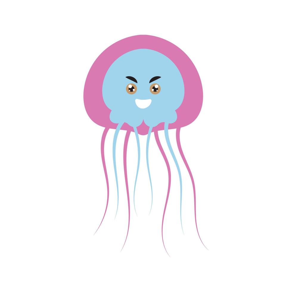 plantilla de ilustración de diseño de icono de vector de medusas lindas