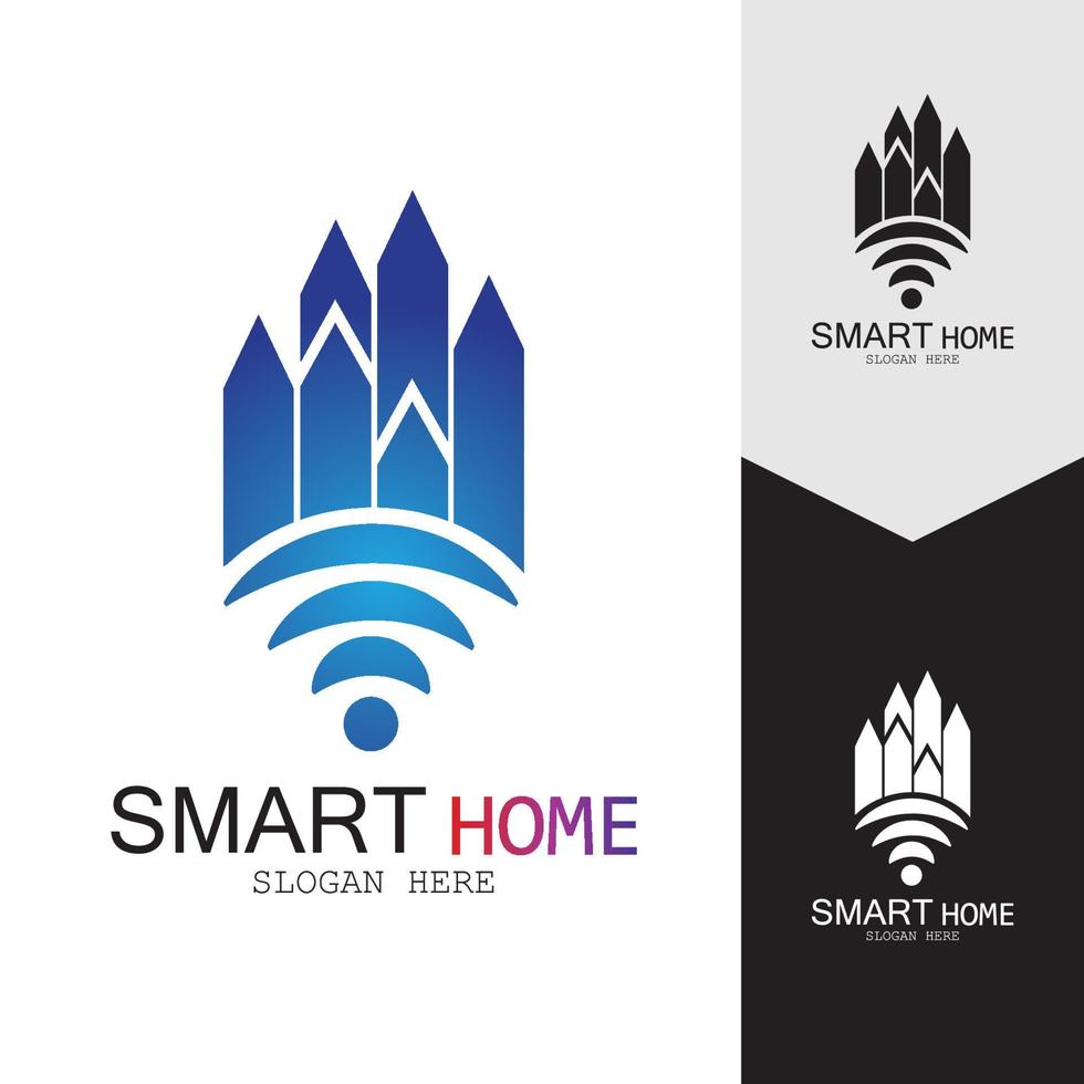 Wifi House Vector Logo.Smart City Tech Icon Vector. City Net Logo Concept Vector