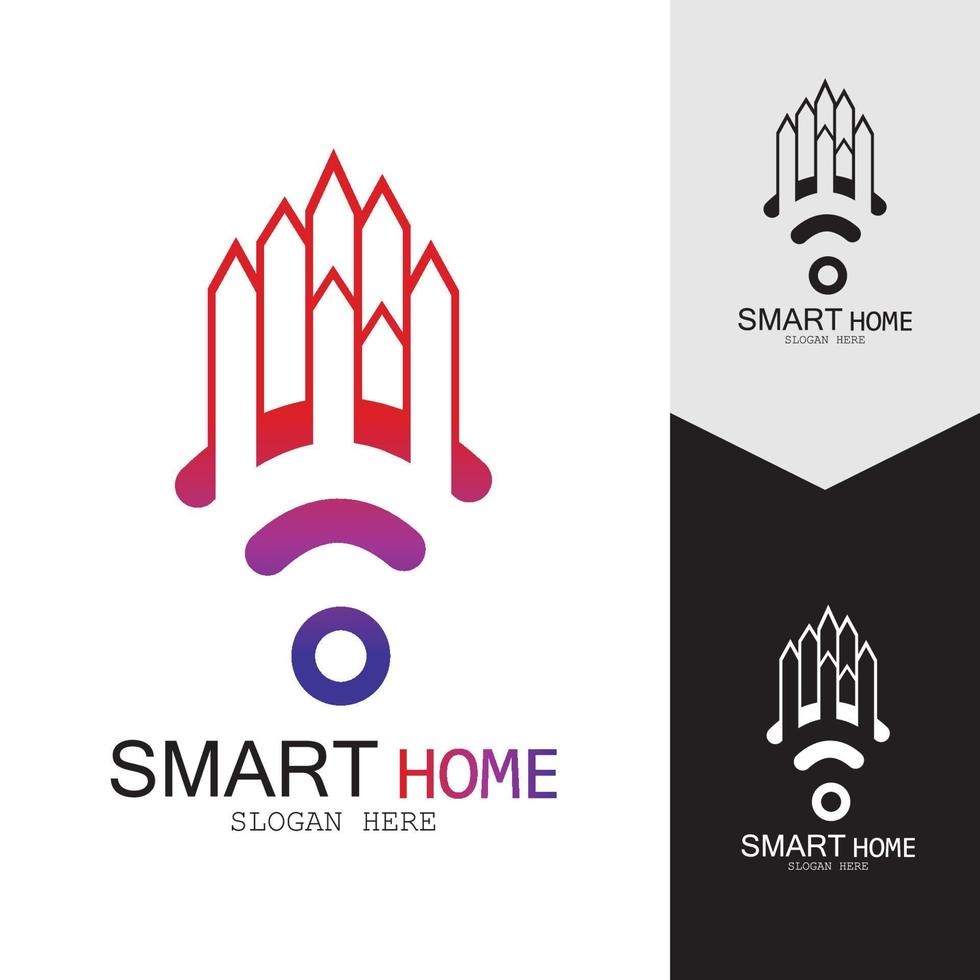 Wifi House Vector Logo.Smart City Tech Icon Vector. City Net Logo Concept Vector