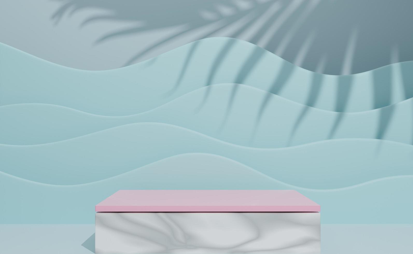 Podium empty with geometric shapes  in sky blue pastel composition for modern stage display and minimalist mockup ,abstract showcase background ,Concept 3d illustration or 3d render photo