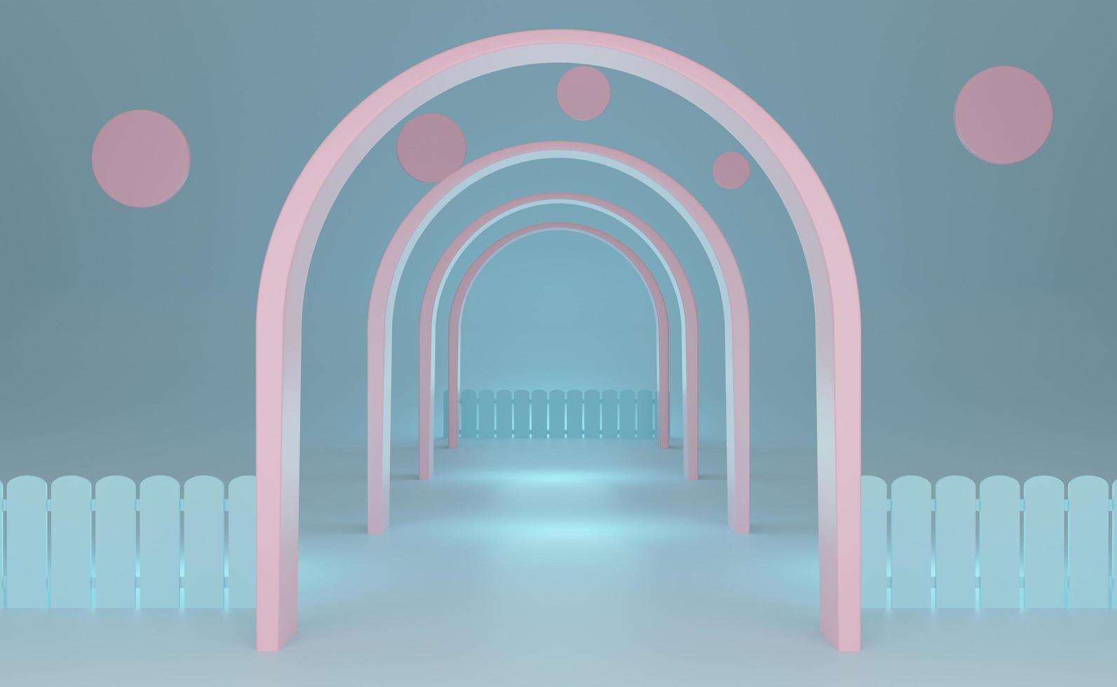 gate empty with geometric shapes  in sky blue pastel composition for modern stage display and minimalist mockup ,abstract showcase background ,Concept 3d illustration or 3d render photo