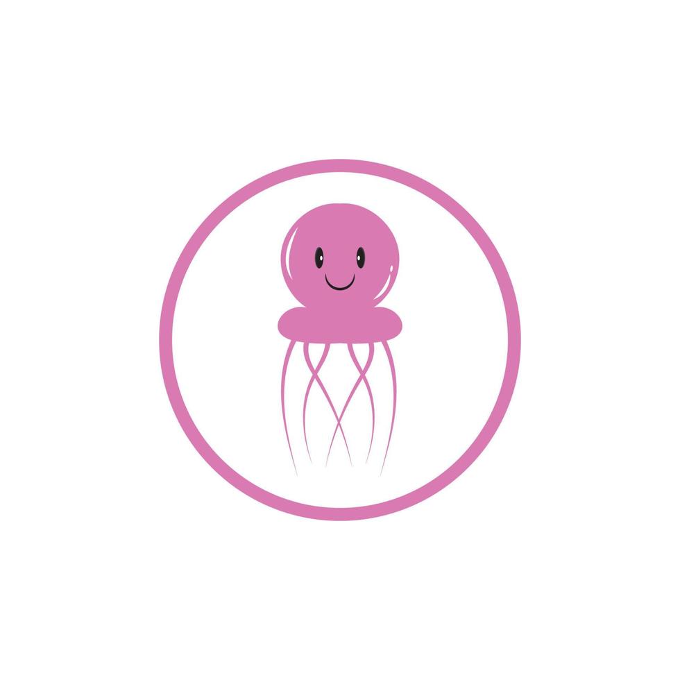 cute jelly fish Vector icon design illustration Template