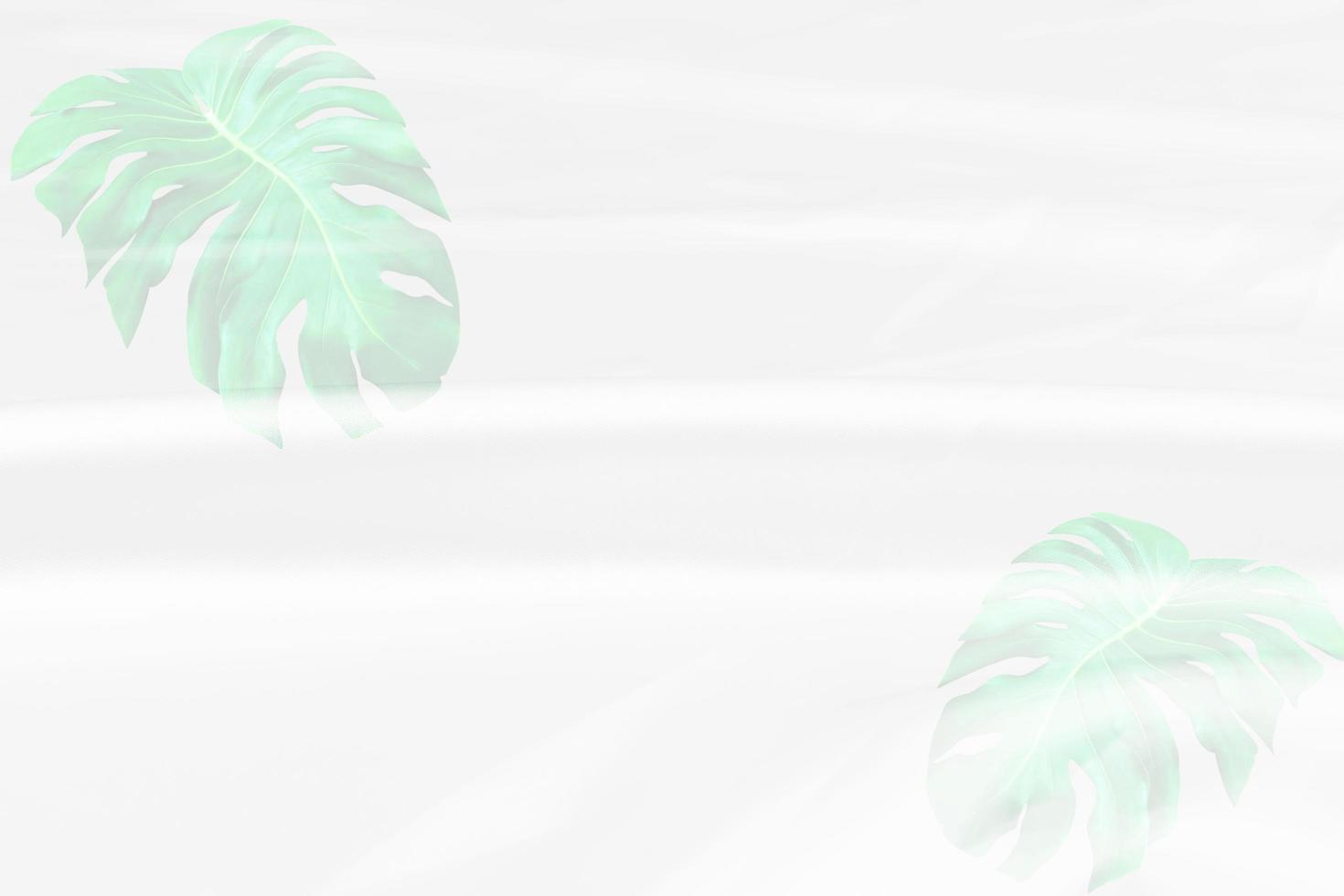 green monstera leaves pattern overlay with white fabric texture soft blur background photo