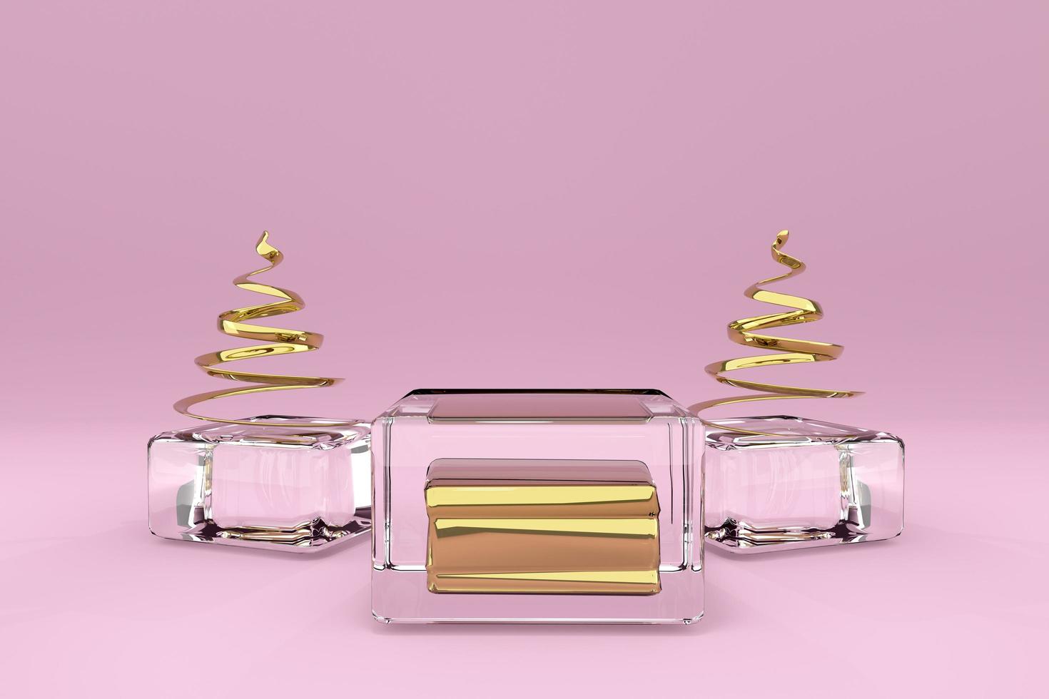 Podium with geometric shapes in pink composition ,Concept 3d illustration or 3d render photo