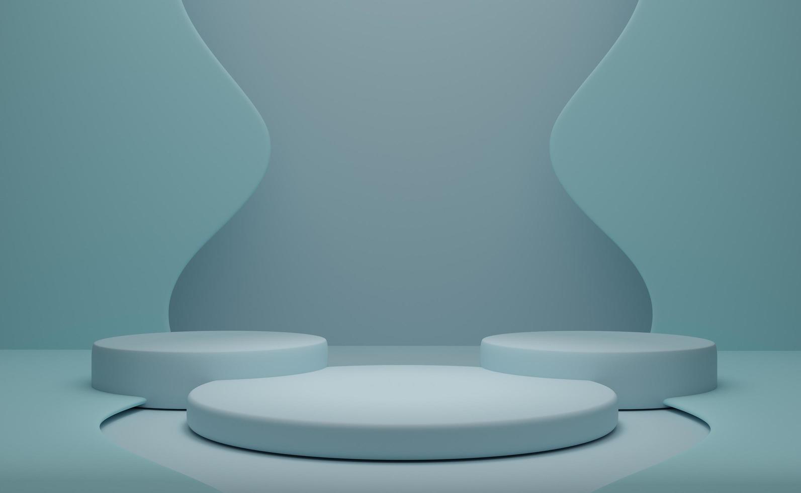 Podium empty with geometric shapes  in sky blue pastel composition for modern stage display and minimalist mockup ,abstract showcase background ,Concept 3d illustration or 3d render photo