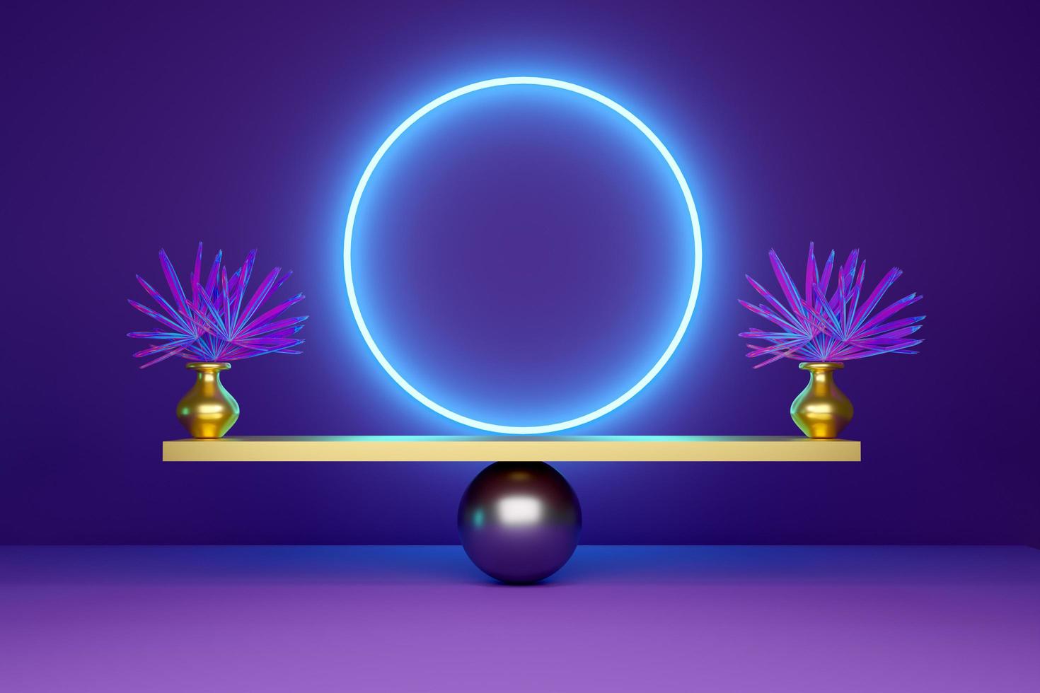 Podium with geometric shapes empty in purple or violet composition for modern stage display and minimalist mockup ,abstract showcase background ,Concept 3d illustration or 3d render photo