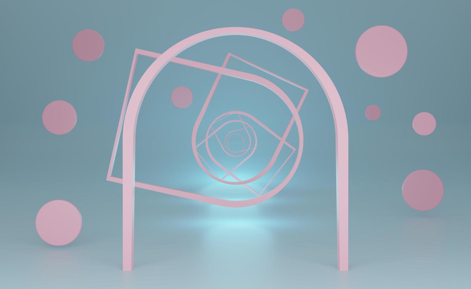 gate empty with geometric shapes  in sky blue pastel composition for modern stage display and minimalist mockup ,abstract showcase background ,Concept 3d illustration or 3d render photo