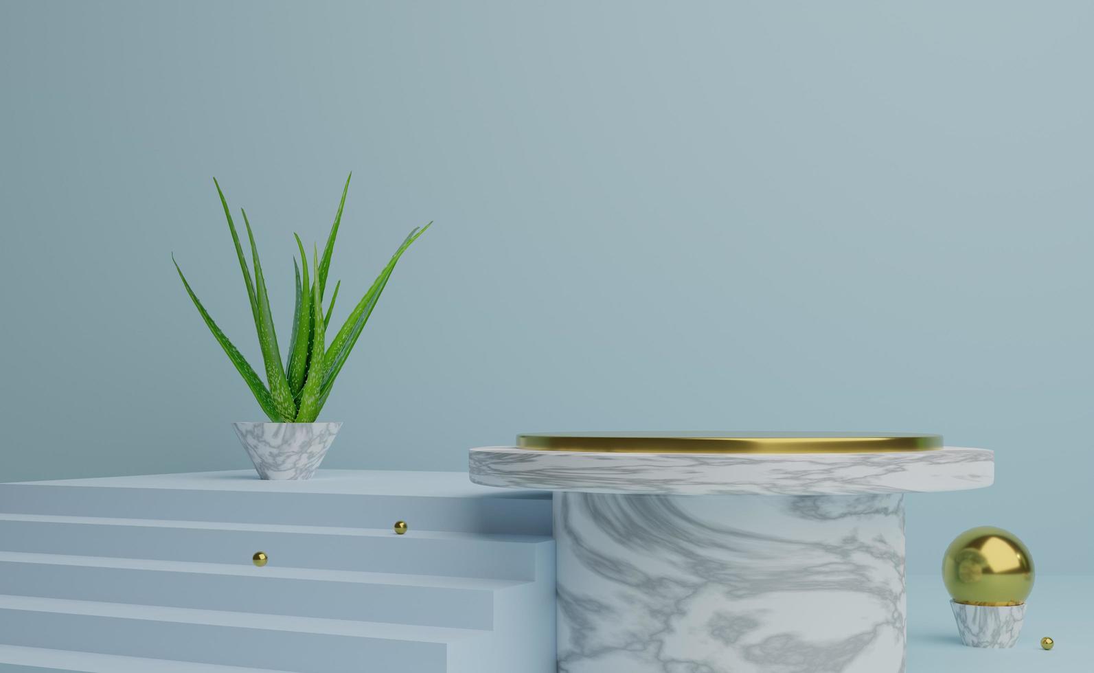 Podium empty with geometric shapes  in sky blue pastel composition for modern stage display and minimalist mockup ,abstract showcase background ,Concept 3d illustration or 3d render photo