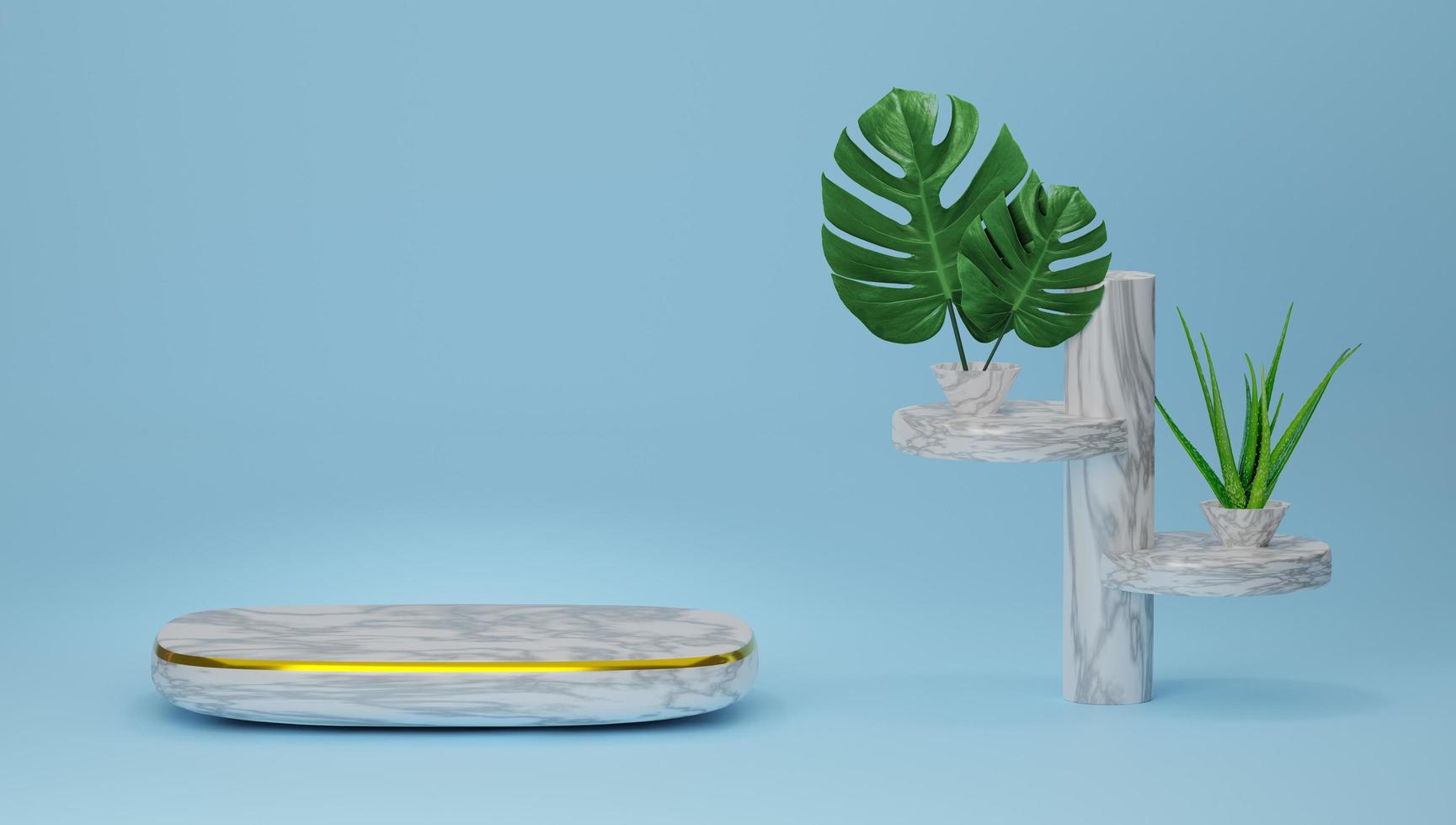 Podium empty with geometric shapes  in sky blue pastel composition for modern stage display and minimalist mockup ,abstract showcase background ,Concept 3d illustration or 3d render photo