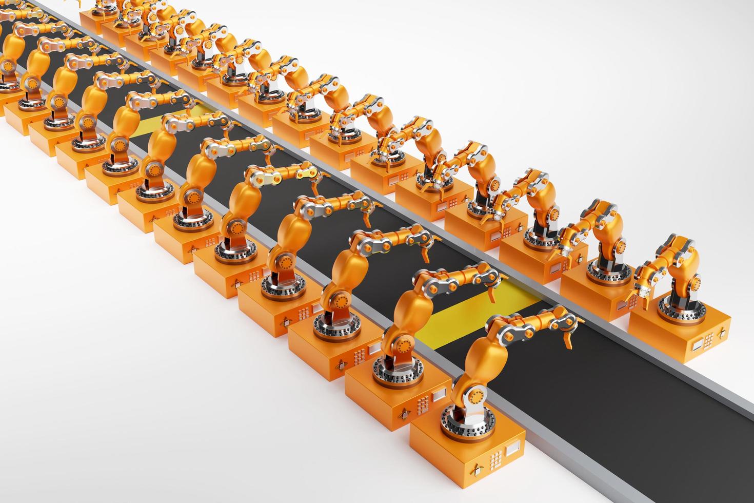 robot arm and conveyor belt with 3d rendering photo